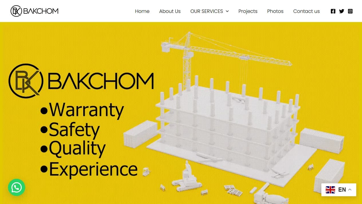 BAKCHOM Construction, Web sitesi